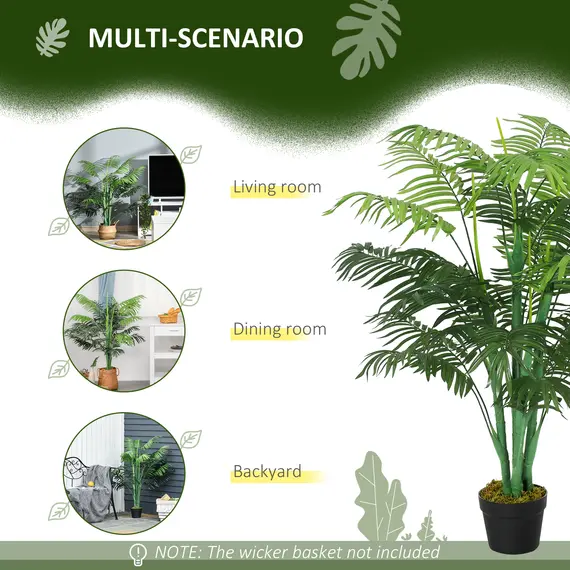Buy 2 Pack Artificial Plant Palm Tree in Pot, Fake Plants for Home Indoor Outdoor Decor, 125cm, Green, 4 image