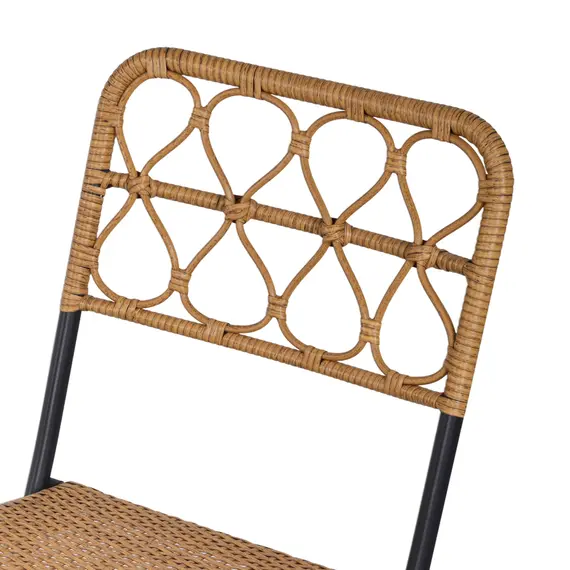 Buy 2 Seater Foldable Rattan Wicker Bistro Set, Coffee Table and Chairs, Natural, 9 image