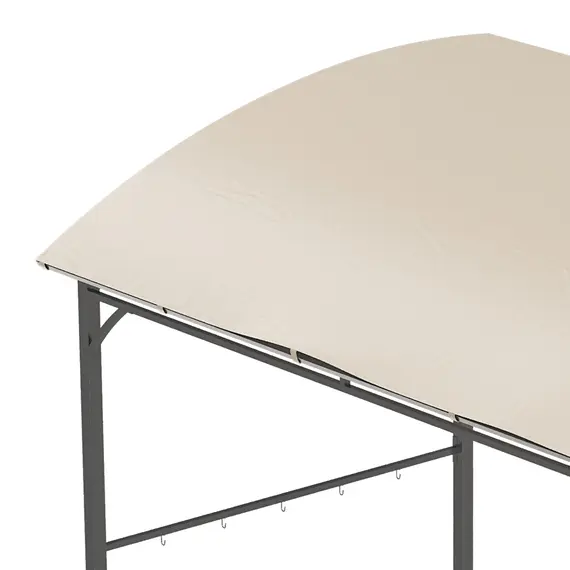 Buy 2.2 x 1.5 m BBQ Grill Gazebo Tent, Garden Grill with Metal Frame, Curved Canopy and 10 Hooks, Outdoor Sun Shade, Beige, 8 image
