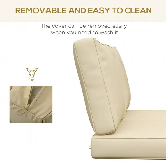 Buy 2 Seater Back and Seat Cushion Pillows Replacement, Patio Chair Cushions Set for Indoor Outdoor, Beige, 6 image