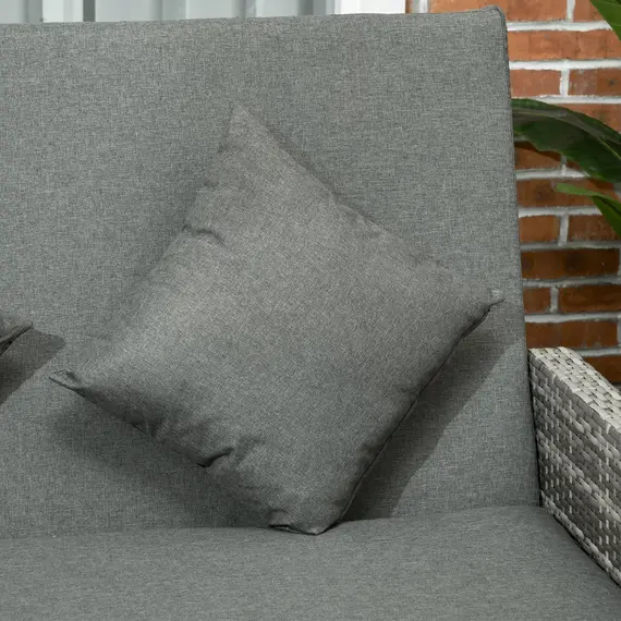 Buy 2 Seater Assembled Garden Patio Outdoor Rattan Furniture Sofa Sun Lounger Daybed with Fire Retardant Sponge - Grey, 9 image