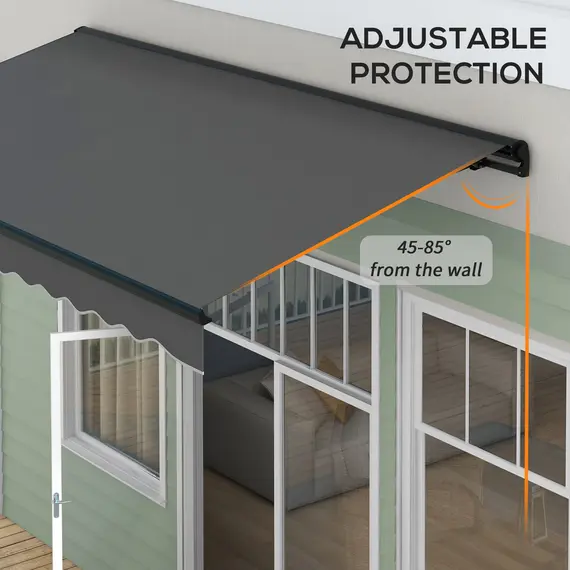Buy 2.5 x 3.5m Aluminium Frame Electric Awning, with Remote - Dark Grey, 5 image