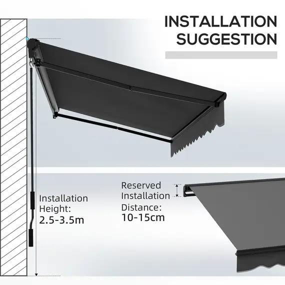 Buy 2.5 x 3.5m Aluminium Frame Electric Awning, with Remote - Dark Grey, 8 image
