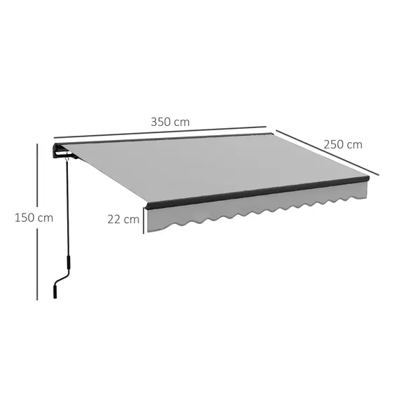 Buy 2.5 x 3.5m Aluminium Frame Electric Awning, with Remote - Light Grey, 3 image