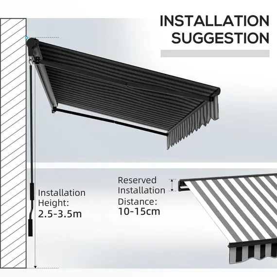 Buy 2.5 x 3.5m Aluminium Frame Electric Awning, with Remote - Grey/White, 8 image