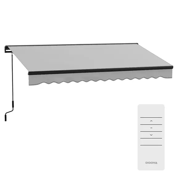 Buy 2.5 x 3.5m Aluminium Frame Electric Awning, with Remote - Light Grey, 2 image