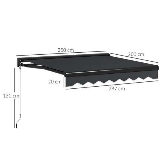 Buy 2 x 2.5m Electric Awning, with LED Light Strips - Grey, 3 image