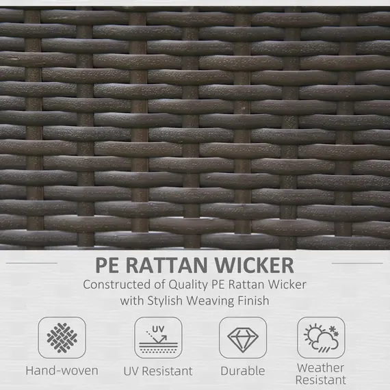 Buy 2 Pieces Outdoor PE Rattan Dining Chairs Set with Cushion, Garden Armchair with Armrests, High Backrest, Metal Frame Patio Wicker Furniture, Coffee, 6 image