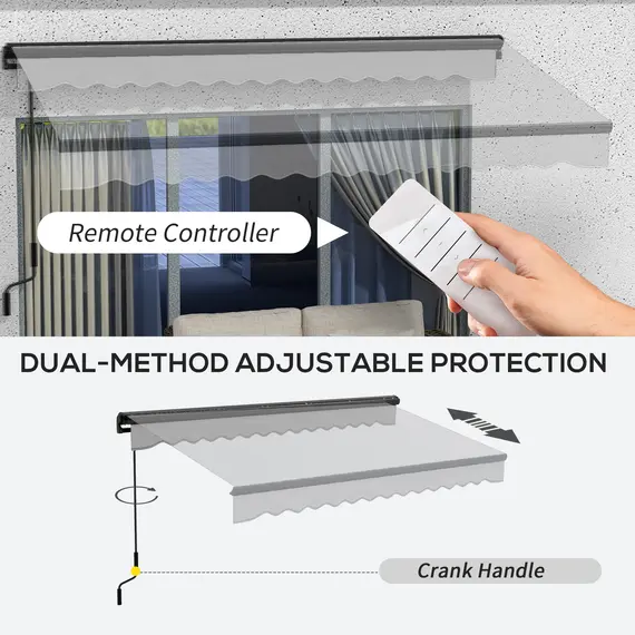 Buy 2.5 x 3.5m Aluminium Frame Electric Awning, with Remote - Light Grey, 4 image