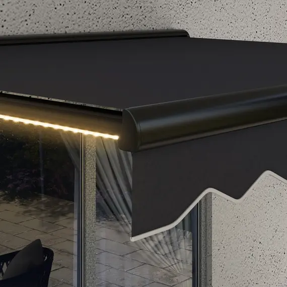 Buy 2 x 2.5m Electric Awning, with LED Light Strips - Grey, 9 image