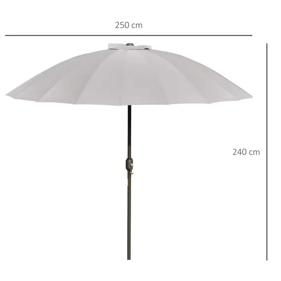 Buy 2.5m Tilting Parasol, with Pleated Canopy - Light Grey, 3 image