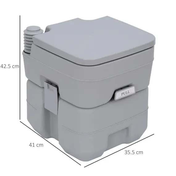 Buy 20L Portable Travel Mobile Toilet Outdoor Camping Handle WC with 2 Detachable Tanks & Push-button Operation, Grey, 3 image