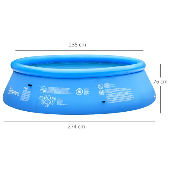 Buy 274cm x 76cm Inflatable Swimming Pool Family-Sized Blow Up Pool Round Paddling Pool with Hand Pump for Adults, Outdoor, Garden and Backyard, Blue, 3 image