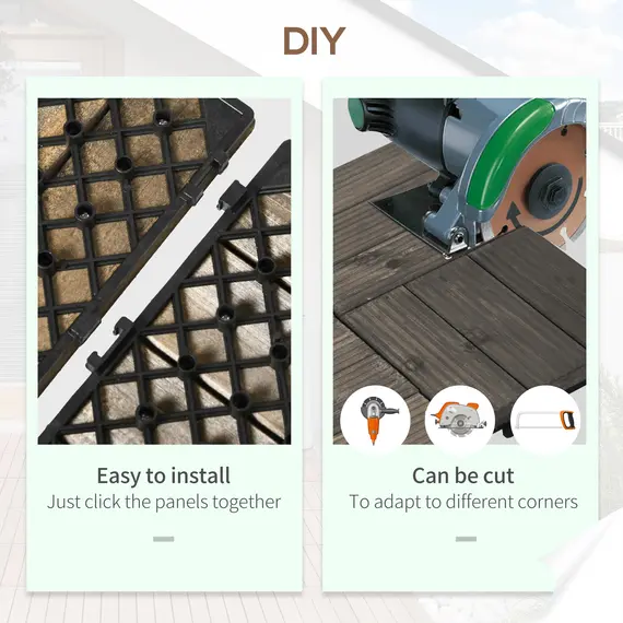 Buy 27 Pcs Wooden Interlocking Decking Tiles, Outdoor Flooring Tiles for Patio, Balcony, Terrace, Hot Tub, 30 x 30 cm per Piece, 2.5ãŽ¡ per Pack, Charcoal Grey, 6 image