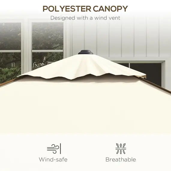 Buy 215cm Square Canopy Parasol, with Contrast Piping - Beige/Brown, 5 image