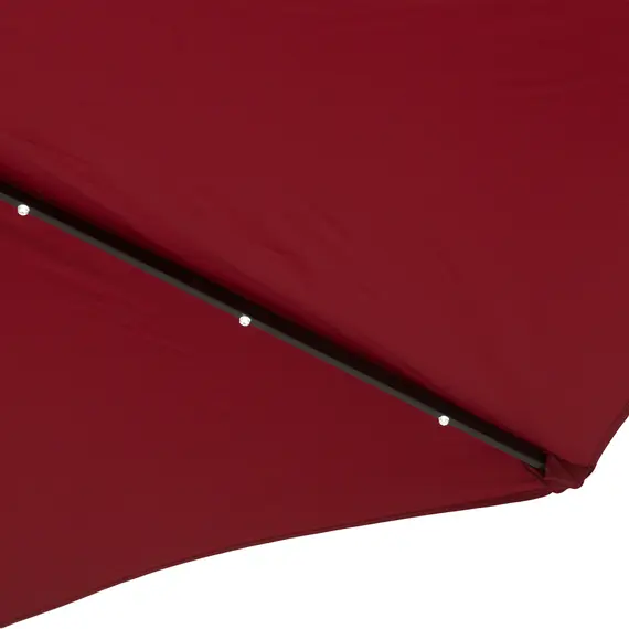 Buy 2.7m Patio Garden Umbrella Outdoor Parasol with Tilt Crank and 24 LEDs Lights (Red), 8 image