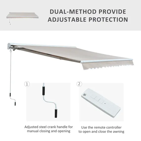 Buy 2.95Lx2.5M  Retractable Manual/Electric Awning-Cream White/White, 4 image