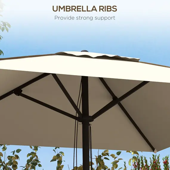 Buy 215cm Square Canopy Parasol, with Contrast Piping - Beige/Brown, 6 image