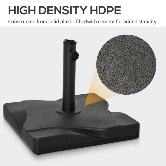 Buy 20kg Square Parasol Base Outdoor Garden Cement Umbrella Weight Stand Holder, Fits Î¦32mm,Î¦38mm,Î¦48mm Pole - Black, 4 image