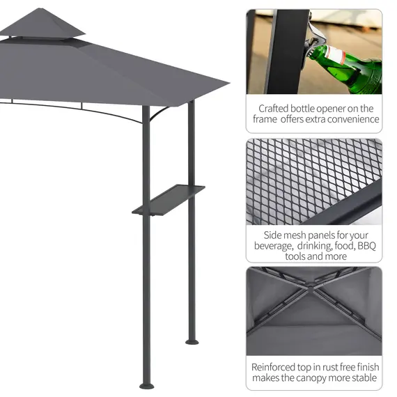 Buy 2.5M (8ft) New Double-Tier BBQ Gazebo Grill Canopy Barbecue Tent Shelter Patio Deck Cover - Grey, 5 image