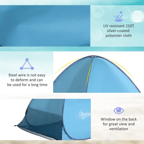 Buy 2-3 Person Pop up Beach Tent Hiking UV 30+ Protection Patio Sun Shelter (Blue), 6 image