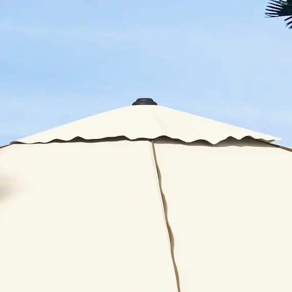 Buy 215cm Square Canopy Parasol, with Contrast Piping - Beige/Brown, 9 image