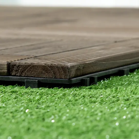 Buy 27 Pcs Wooden Interlocking Decking Tiles, 30 x 30 cm Outdoor Flooring Tiles, 2.5ãŽ¡ per Pack, for Patio, Balcony, Terrace, Hot Tub, Charcoal Grey, 7 image