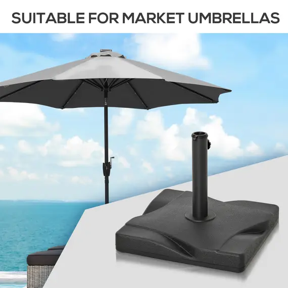Buy 20kg Square Parasol Base Outdoor Garden Cement Umbrella Weight Stand Holder, Fits Î¦32mm,Î¦38mm,Î¦48mm Pole - Black, 6 image