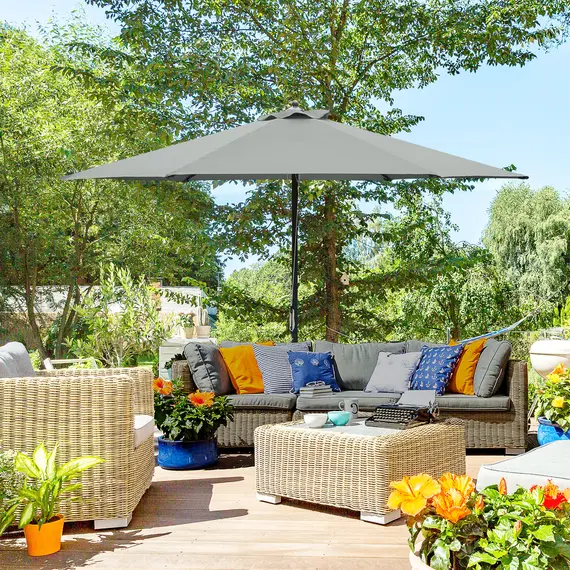 Buy 2.8m Garden Parasol Umbrella, Round Outdoor Market Table Umbrella Sun Shade Canopy, Dark Grey, 2 image