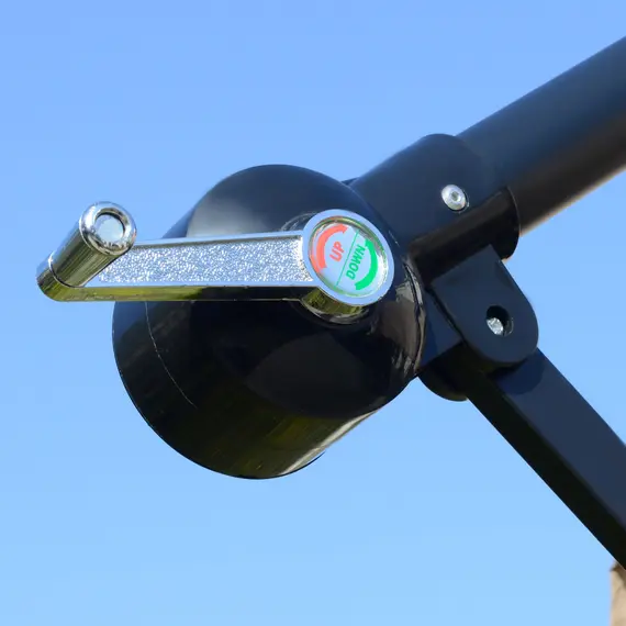 Buy 2.7m Cantilever Parasol Banana Sun Umbrella with Crank Handle and Cross Base for Outdoor Hanging Sun Shade Light Brown, 9 image