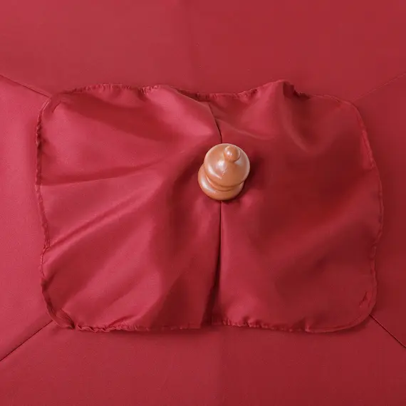 Buy 2m x 1.5m Garden Parasol Umbrella with Tilting Sunshade Canopy, Outdoor Market Table Umbrella with Wood and Bamboo Frame, Wine Red, 8 image