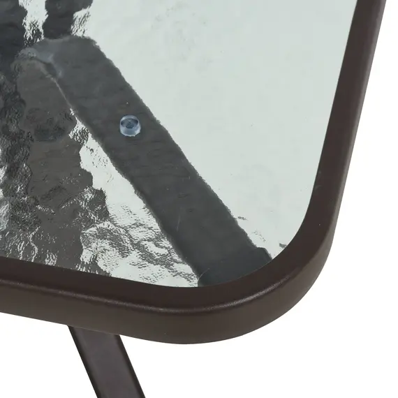 Buy 3 Pieces Garden Gliding Chair Set, Metal Frame 2 Single Armchair Swing Seater and 1 Glass Top Coffee Table w/ Breath Mesh Fabric Seat, Brown, 9 image