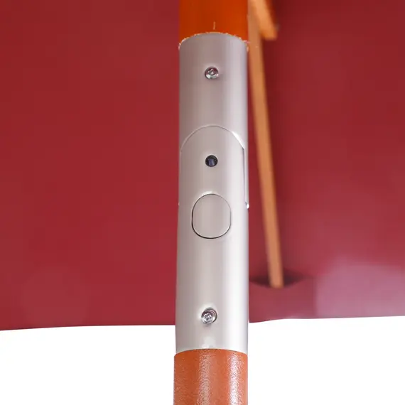 Buy 2m x 1.5m Garden Parasol Umbrella with Tilting Sunshade Canopy, Outdoor Market Table Umbrella with Wood and Bamboo Frame, Wine Red, 9 image