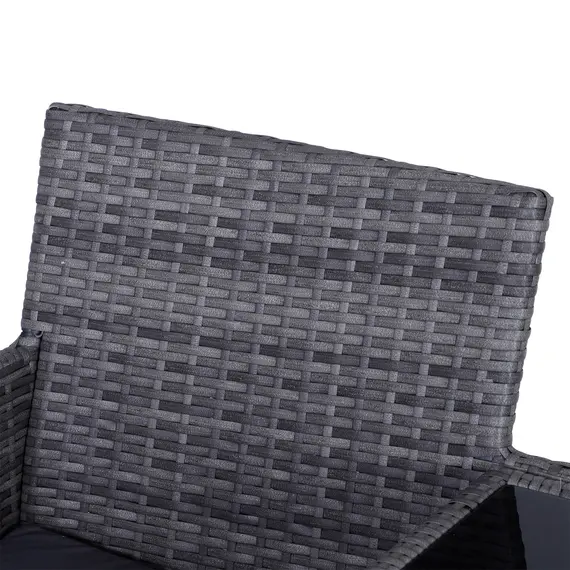 Buy 2-Seater PE Rattan Outdoor Garden Bench w/ Centre Table Grey, 8 image