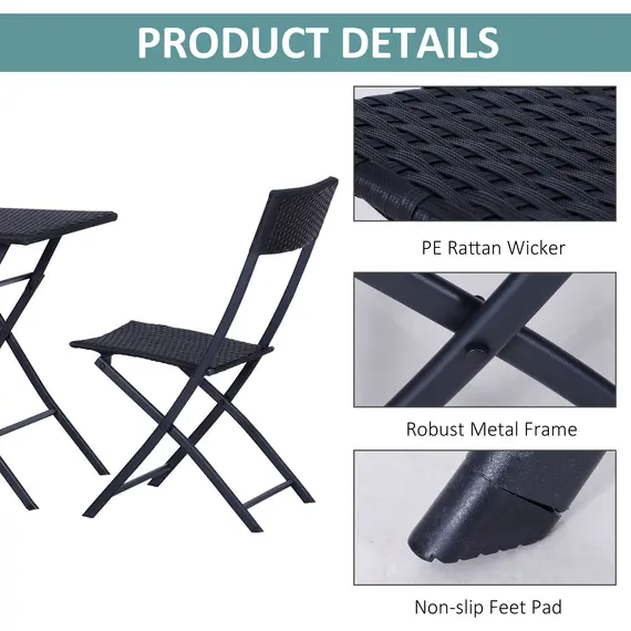 Buy 2-Seater Rattan Furniture Set-Black, 6 image