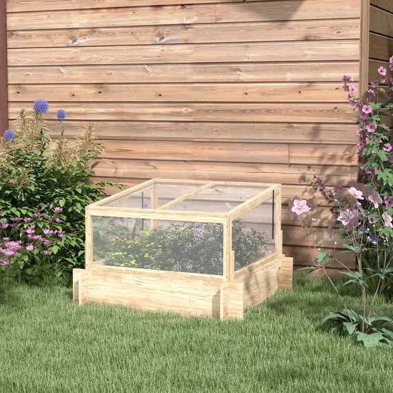 Buy 2-In-1 Wooden Greenhouse Planter Box - Natural, 2 image