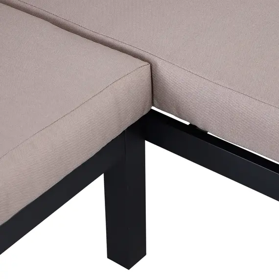 Buy 3 Pieces Garden Furniture Set, Aluminium 4 Seater Corner Sofa Set with 2 Loveseats, Coffee Table and Side Trays, Outdoor Conversation Furniture with Cushions for Garden, Black, 9 image