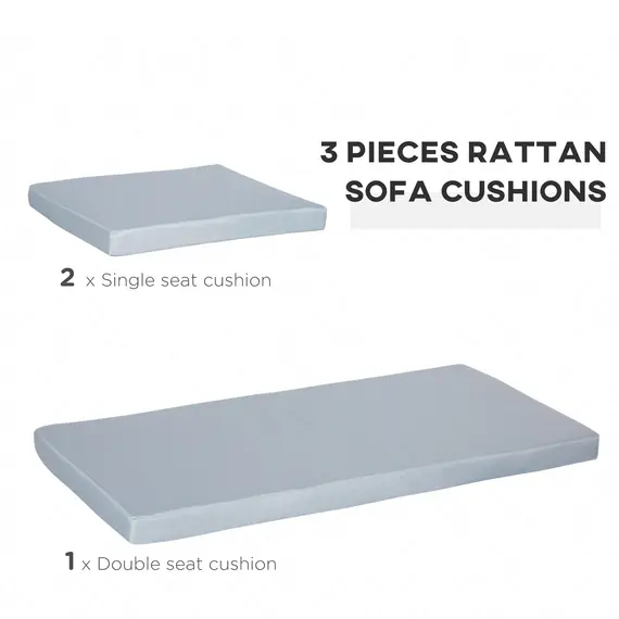 Buy 3 PCs Outdoor Seat Cushion for Rattan Furniture, Garden Furniture Cushions, Grey, 4 image