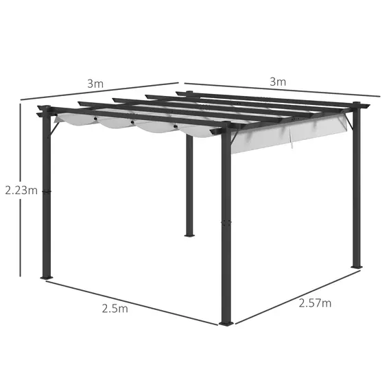 Buy 3 x 3(m) Aluminium Pergola Canopy Gazebo Awning Outdoor Garden Sun Shade Shelter Marquee Party BBQ, Light Grey, 3 image