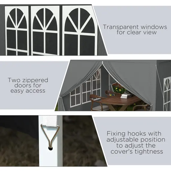 Buy 3 x 3 Meters Pop Up Water Resistant Gazebo Wedding Camping Party Tent Canopy Marquee with Carry Bag and 2 Windows, Grey, 8 image