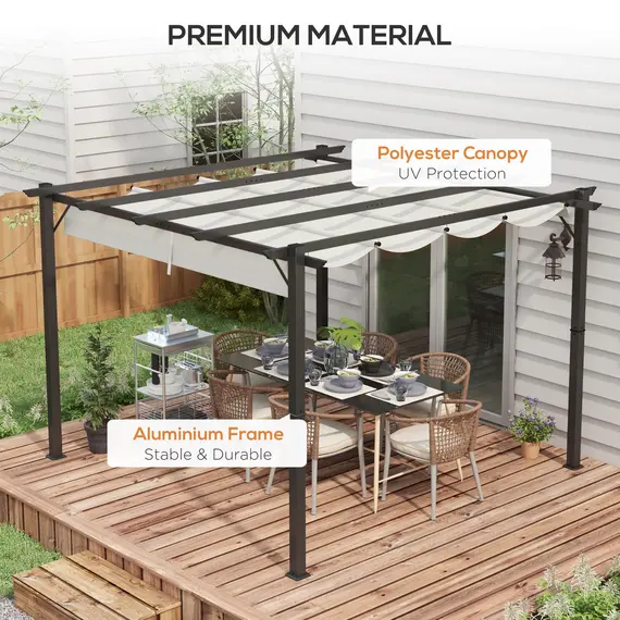 Buy 3 x 3(m) Aluminium Pergola Canopy Gazebo Awning Outdoor Garden Sun Shade Shelter Marquee Party BBQ, Light Grey, 5 image