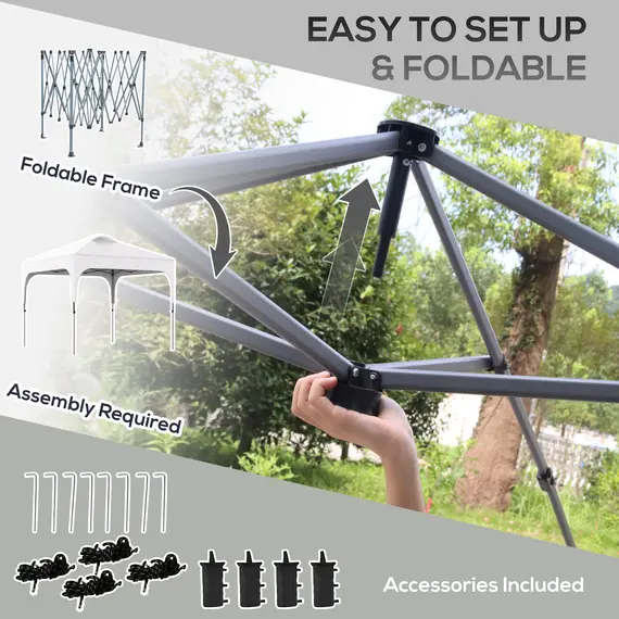Buy 3 x 3(M) Pop Up Gazebo, UPF 50+ Foldable Canopy Tent with Wheeled Carrybag, 4 Leg Weight Bags, Height Adjustable Marquee Shelter 1 person easy setup for Outdoor Garden Patio Party, White, 5 image