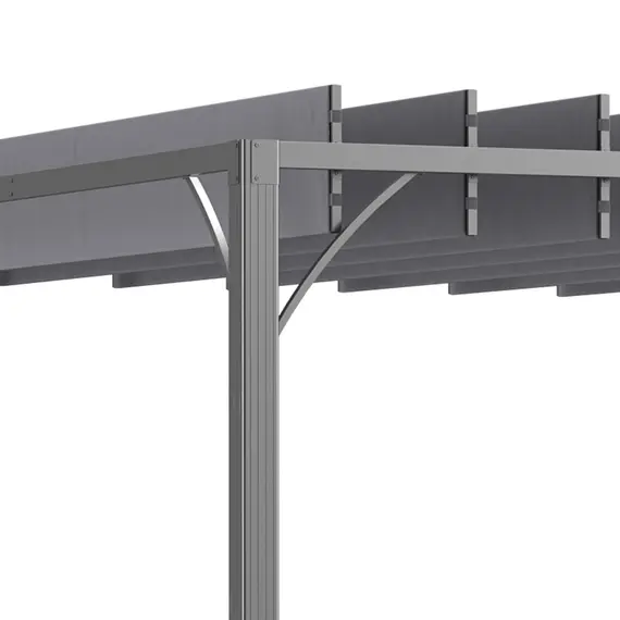 Buy 3 x 3(m) Outdoor Pergola with Retractable Roof, Aluminium Louvered Patio Gazebo Canopy for Lawn Garden Patio, Grey, 8 image