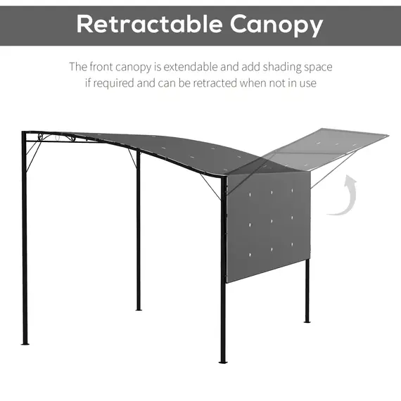 Buy 3 x 2.5m Patio Metal Gazebo Door Window Awning Wall Mount Metal Outdoor Shelter Charcoal Grey, 4 image