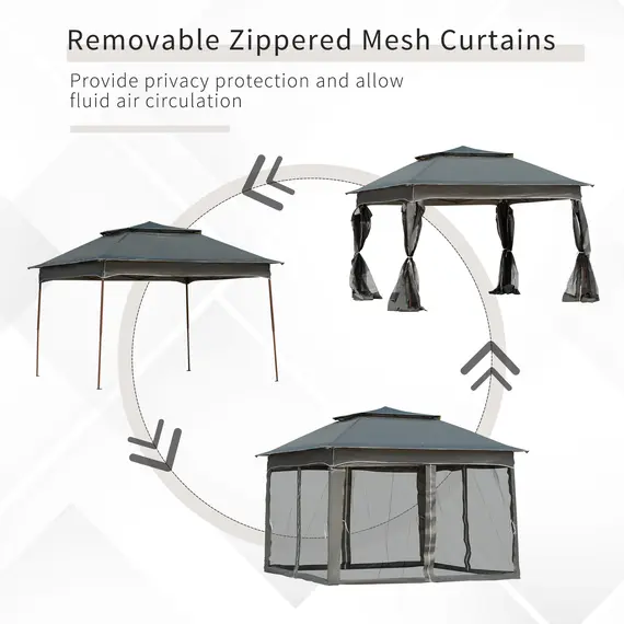 Buy 3 x 3(m) Pop Up Gazebo, Double-roof Garden Tent with Netting and Carry Bag, Party Event Shelter for Outdoor Patio, Dark Grey, 4 image