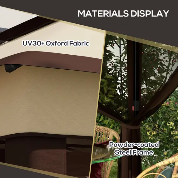 Buy 3 x 3(m) Pop Up Gazebo, Height Adjustable Instant Event Shelter with Netting and Carrying Bag, Beige, 7 image