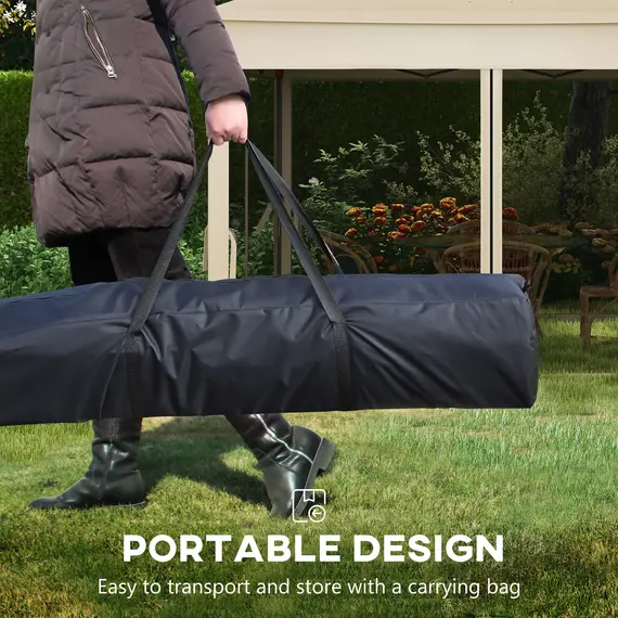 Buy 3 x 3(m) Pop Up Gazebo, Double-roof Garden Tent with Netting and Carry Bag, Party Event Shelter for Outdoor Patio, Cream White, 6 image