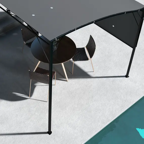 Buy 3 x 2.5m Patio Metal Gazebo Door Window Awning Wall Mount Metal Outdoor Shelter Charcoal Grey, 8 image