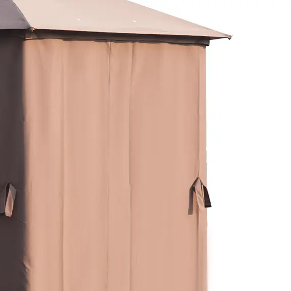Buy 3 x 3(m) Hexagon Gazebo Patio Canopy Party Tent Outdoor Garden Shelter w/ 2 Tier Roof & Side Panel - Brown, 9 image