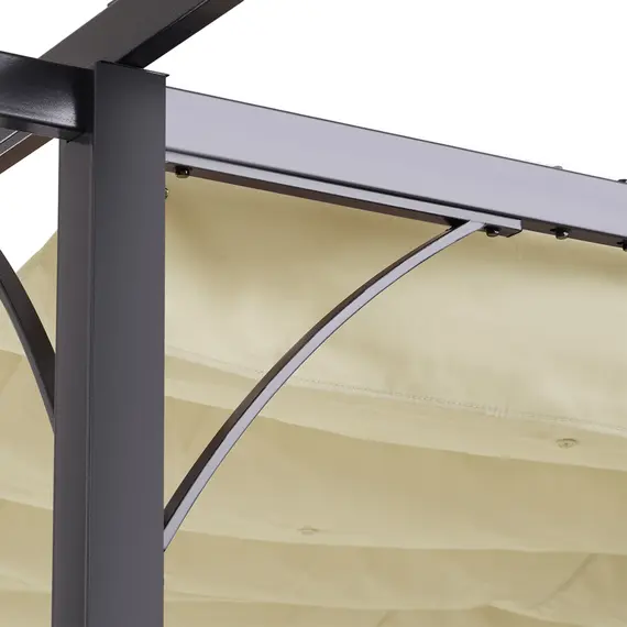 Buy 3 x 3(m) Metal Pergola with Retractable Roof, Garden Gazebo Metal Pergola Canopy. Outdoor Sun Shade Shelter for Party BBQ, Beige, 7 image